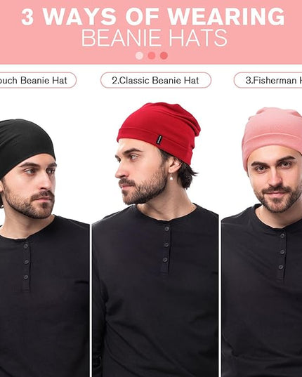 Slouchy Beanie for Women Men Soft Cotton Chemo Hats Double-Layer Warm Beanie Cap for Daily Wear & Transitional Seasons