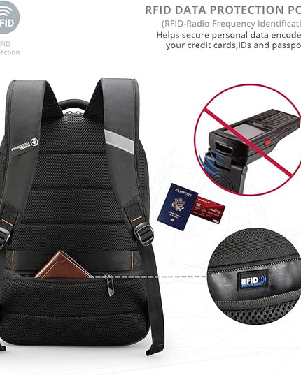 Swissdigital Design Travel Laptop Backpack, Laptops Backpack with USB Charging Port for Men Women Fits 16 Inch Notebook, Black | SD1670-01