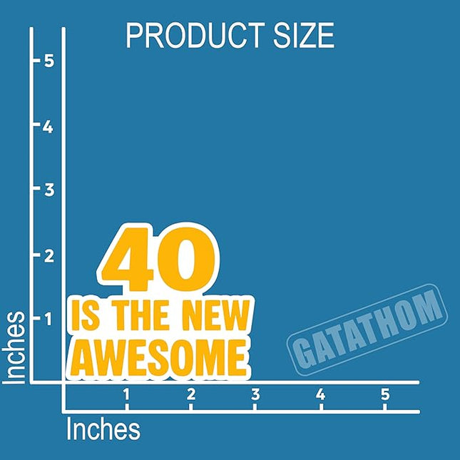 (3Pcs) Funny 40th Birthday Stickers – 40 is The New Awesome - Cheers to 40 Years Sticker Waterproof Vinyl Decals for Forty Birthday Gifts, Water Bottles, Scrapbooks, Journals, 3 x 2.5 inch