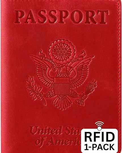 Ciana RFID Passport Holder for Travel – PU Leather Passport Cover and Card Holder for Men & Women – Slim Passport Holder with Card Protector Slot, Travel Must Haves (Red)