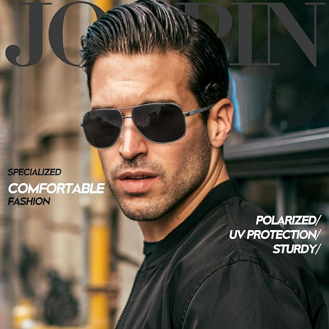 Joopin Polarized Metal Aviation Sunglasses Men, Classic Military Sun Glasses Women, Rectangle Shades UV400 Protection Costume