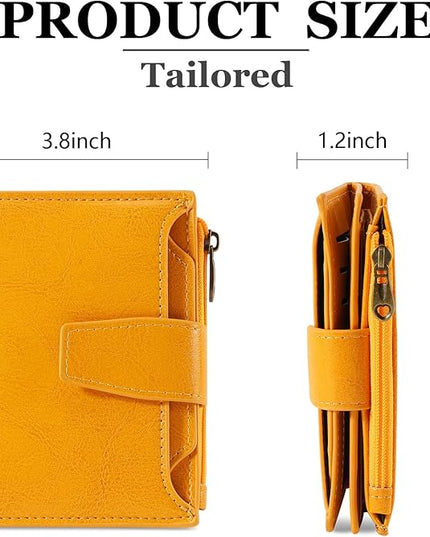 Airkit Small Wallet Women RFID Blocking Soft Leather Bifold Compact Card Holder Wallet for Women with Zipper Coin Pocket 4 ID Window