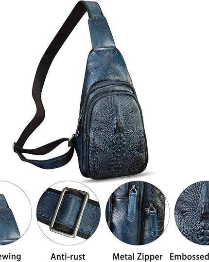 Genuine Leather Silng Bag for Women and Men Real Leather Sling Backpack Chest Purse Shoulder Crossbody Bag