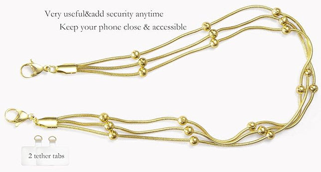 Phone Charms Strap Wrist Chain Bracelet Phone Strap Detachable Anti Theft Anti-Fall Safety Hands-Free(2xPads) Fit Apple&Most Smartphones