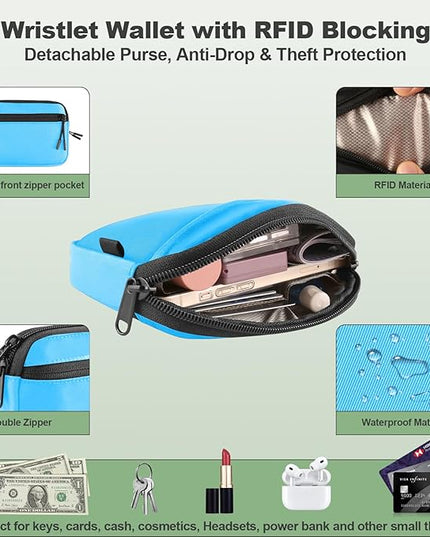 Clip and Go Strap for Phone with Wallet Crossbody, Adjustable Phone Lanyard with Detachable RFID Wristlet Wallet & Ultra-Thin 360° Rotatable Metal Tabs for All Smartphones (Blue)