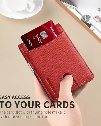 RUNBOX Slim Money Clip Wallets for Men RFID Blocking 11 Card Holder Minimalist Small Leather Bifold Men's Front Pocket Wallet Gift Box