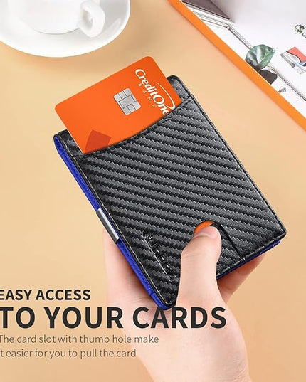 RUNBOX Slim Money Clip Wallets for Men RFID Blocking 11 Card Holder Minimalist Small Leather Bifold Men's Front Pocket Wallet Gift Box