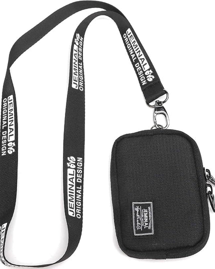 JEMINAL Lanyard Travel Little Coin Purse Pouch Fit for Men & Women & Boys & Girl: Change & Cards & Cash Dual Zip Travel Wallet with Keychain - Men's Detachable Nylon Essentials Change Pouch Purse