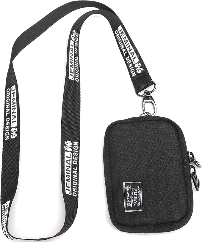 JEMINAL Lanyard Travel Little Coin Purse Pouch Fit for Men & Women & Boys & Girl: Change & Cards & Cash Dual Zip Travel Wallet with Keychain - Men's Detachable Nylon Essentials Change Pouch Purse