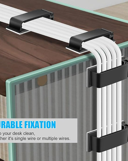 XHF 80 PCS Self Adhesive Cable Clips(XL) Black,Wire Clips Cable Management Wire Organizer Cord Holder for Under Desk, Car, Wall, TV PC Ethernet Cable