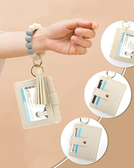 Wristlet Keychain for Women Silicone Key Ring Bracelet Wristlet Wallet Bracelet Keychain Card Holder Keyring