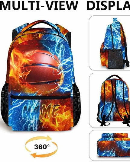 Boys Backpack for Kids Personalized Basketball School bag for Elementary Middle Primary, 17 Inch Durable Lightweight Bookbag