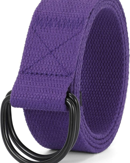 JASGOOD Men Canvas Belt Web Fabric Casual Belt with Black Double D-ring 1 1/2" Wide Set of 2