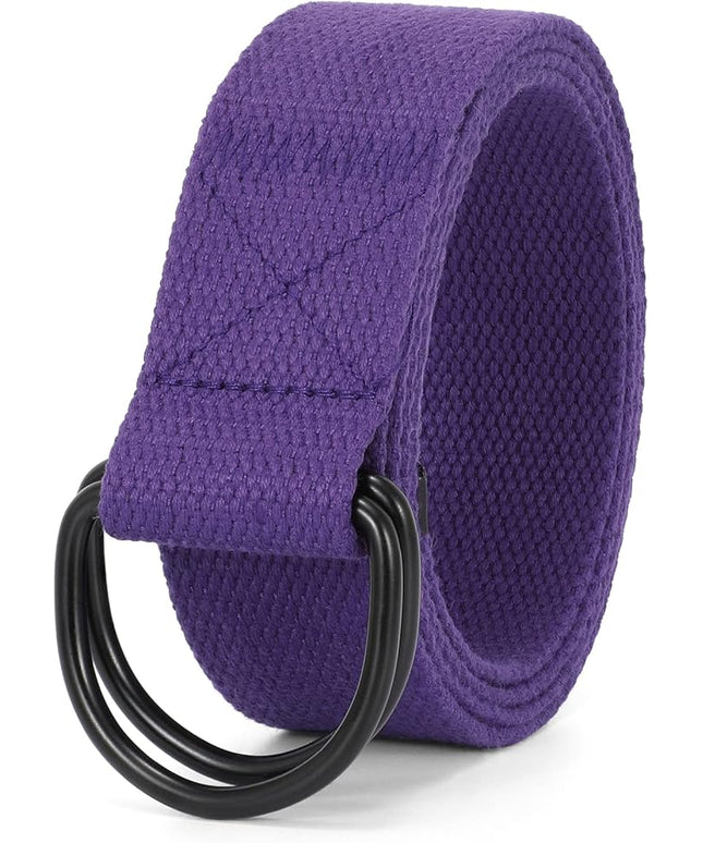 JASGOOD Men Canvas Belt Web Fabric Casual Belt with Black Double D-ring 1 1/2" Wide Set of 2