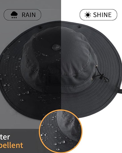 Home Prefer UPF50+ Mens Sun Hat Wide Brim Womens UV Protection Beach Bucket Hat for Fishing Hiking Snap Up Cowboy Hat