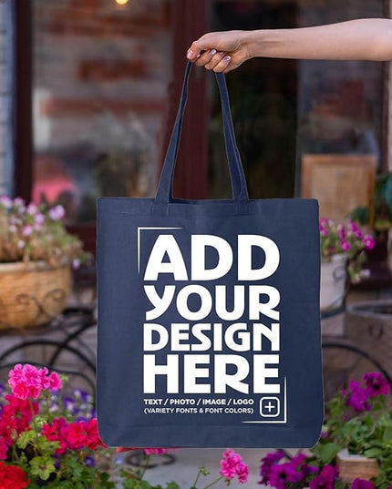 shop4ever Personalized Custom Design Your Own Eco Cotton Tote Reusable Shopping Bag Customizable Gift