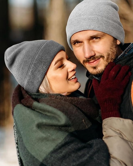 6 Pcs Fleece Skull Cap Men Fleece Beanie Winter Watch Hat Warm Polar Beanie Cap Thick Windproof Unisex for Outdoor Exercising