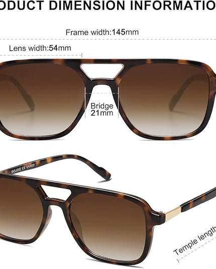 SOJOS Retro Aviator Sunglasses for Women Men,Trendy Rectangle Womens Mens Shades Sun Glasses SJ2202