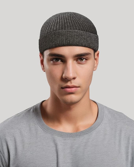 vidsel Thin Wool Fisherman Beanie for Men Women, Short Knit Cuff Trawler Watch Hats