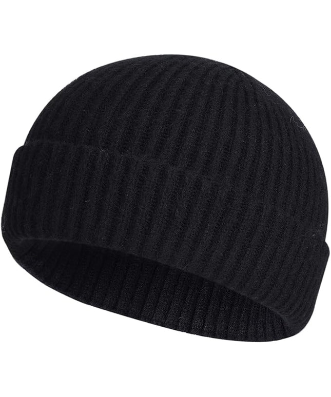 ROYBENS Swag Wool Knit Cuff Short Fisherman Beanie for Men Women, Winter Warm Hats