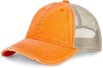 CHOK.LIDS Everyday Premium Washed Trucker Hat Unstructured Distressed Pigment Dyed Cap Adjustable Outdoor Headwear