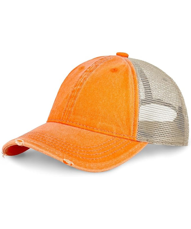 CHOK.LIDS Everyday Premium Washed Trucker Hat Unstructured Distressed Pigment Dyed Cap Adjustable Outdoor Headwear