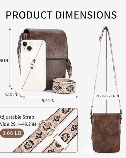 APHISON Small Crossbody Bags for Women Trendy, Leather Phone Wallet Purses Handbags Card Slots with Adjustable Guitar Strap