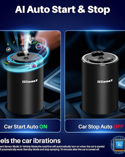 Smart Car Air Freshener Diffuser with Starry Sky Projection and 50ml Perfume, Auto On/Off Intelligent, 3 Adjustable Spray Modes Rechargeable Car Aroma Diffuser, Cologne