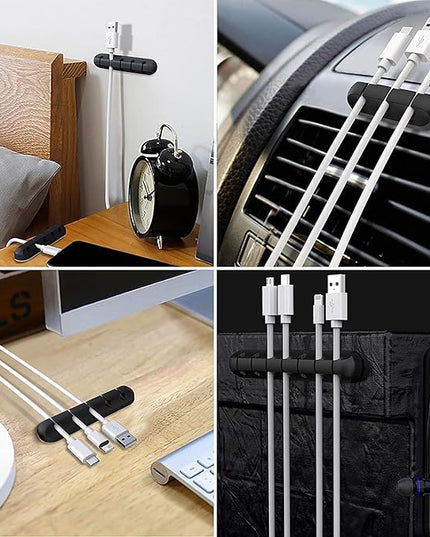 SOULWIT Cable Holder Clips, 3-Pack Cable Management Cord Organizer Clips Silicone Self Adhesive for Desktop USB Charging Cable Nightstand Power Cord Mouse Cable Wire PC Office Home