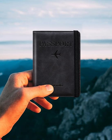 Passport Holder for Travel Women and Men RFID Passport Holder with Card Slots Holder Passport Case Passport cover Passport Wallet Travel Essentials and Accessories (Elastic, Black)