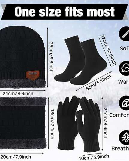 Sureio 60 Pcs Homeless Beanies Hat Scarf Glove Set Bulk Winter Knitted Beanies Gloves Scarf Socks for Homeless Care Package