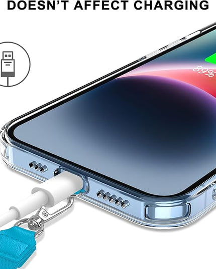 SHANSHUI Phone Lanyard, Crossbody Cell Phone Tether Pads Compatible with iPhone & All Smartphones in Full Cover Cases Black Blue