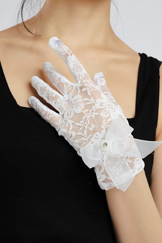 Sahabowi Satin Gloves Formal Bridal Banquet Party Wedding Opera Solid Colorful Mitten For Women