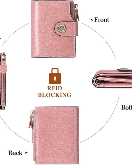 FALAN MULE Small Wallet for Women Leather Bifold Compact Small Womens Wallet with RFID Blocking