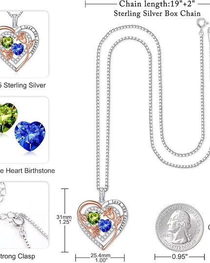 Iefil Christmas Gifts for Women - Sterling Silver Birthstone Necklace Anniversary Birthday Gifts for Her Wife Mom Daughter