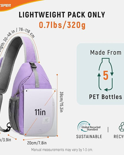 SKYSPER Sling Bag RFID Cross Body Bag Recycled Crossbody Backpack Travel Daypack