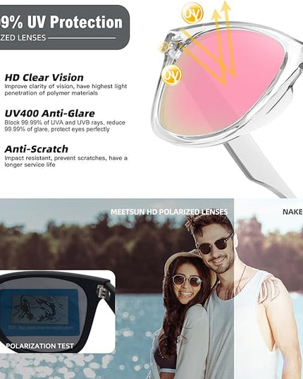MEETSUN Polarized Sunglasses for Women Men Classic Retro Square Frame Driving Sun Glasses UV Protection