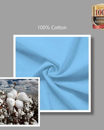 TOPDesign 12-Pack Economical 16"x15" Baby Blue Cotton Tote Bag, Lightweight Medium Reusable Grocery Shopping Cloth Bags, Suitable for DIY, Advertising, Promotion, Gift, Activity