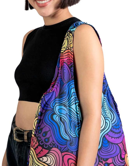 Nanobag Ultralight Foldable Tote for Women & Men, Reusable Grocery & Travel Bag, Packable Collapsible Compact Market Essential (Standard Psychedelic)
