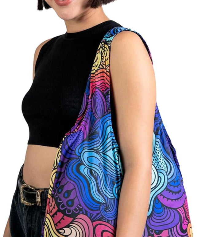 Nanobag Ultralight Foldable Tote for Women & Men, Reusable Grocery & Travel Bag, Packable Collapsible Compact Market Essential (Standard Psychedelic)