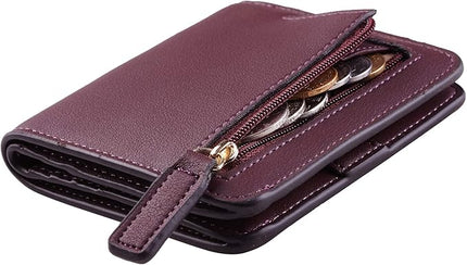Toughergun Women’s Small Slim Leather Wallet with RFID Protection, Compact Bifold Mini Purse with Clear ID Window