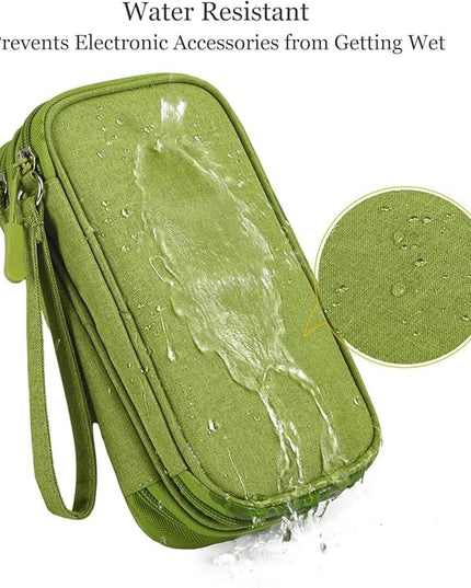 Electronic Organizer Travel Cable Accessories Bag, Electronic Organizer Case, Electronic Accessories Organizer Bag for Power Bank, Charging Cords, Chargers, Mouse, USB Cable, Earphones (Green)