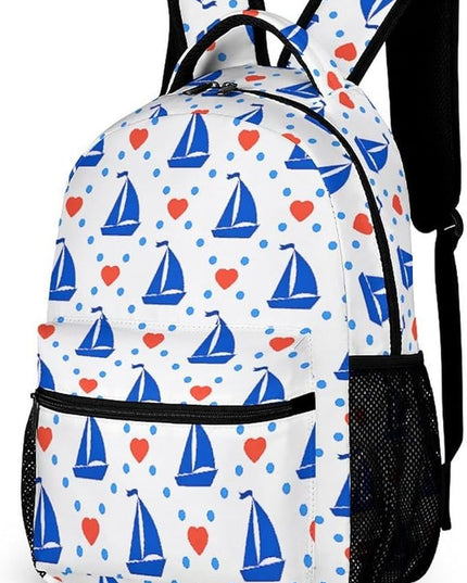 Fashion Blue Boat Backpack Lightweight Large Capacity Laptop Daybag for Travel Work