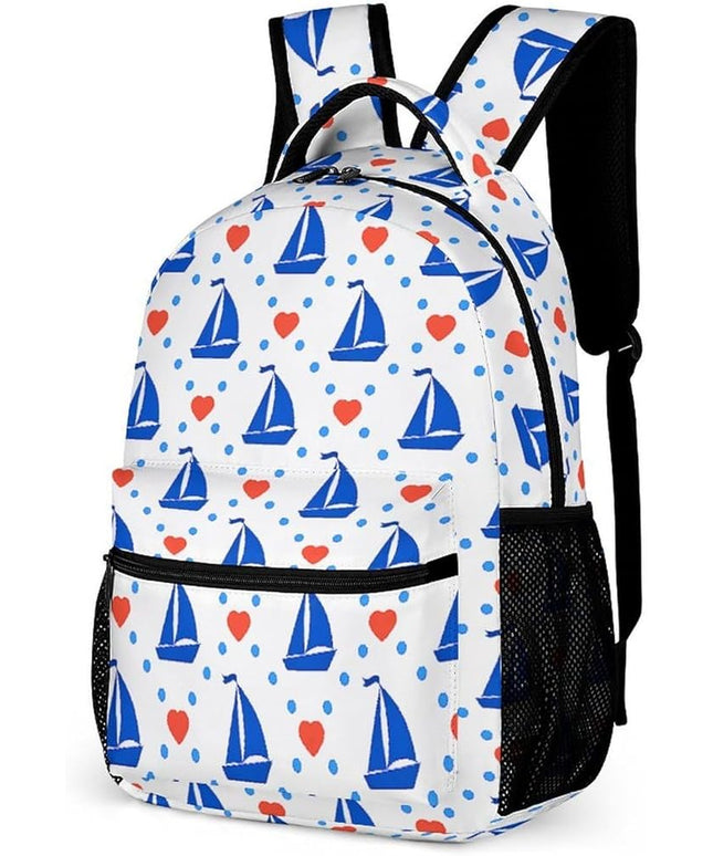 Fashion Blue Boat Backpack Lightweight Large Capacity Laptop Daybag for Travel Work