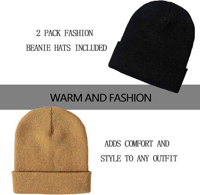 ZOORON 1&2 Pack Beanie for Men Women Slouchy Beanie Hats Winter Knit Caps Soft Ski Hat Unisex