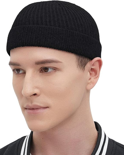 Fisherman Beanie Hats for Men Women,Wool Knit Trawler Skull Cap,Watch Cap,Spring Fall Winter Warm Short Hats