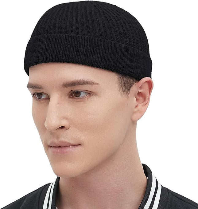 Fisherman Beanie Hats for Men Women,Wool Knit Trawler Skull Cap,Watch Cap,Spring Fall Winter Warm Short Hats