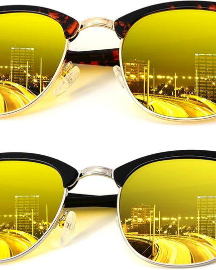 KALIYADI Polarized Sunglasses for Men and Women Semi-Rimless Frame Driving Sun glasses UV Blocking