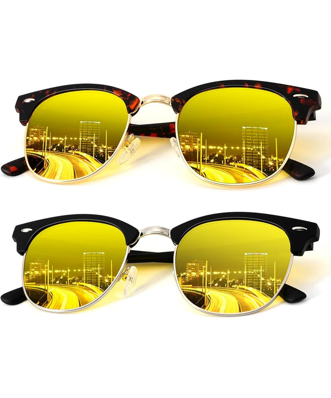 KALIYADI Polarized Sunglasses for Men and Women Semi-Rimless Frame Driving Sun glasses UV Blocking