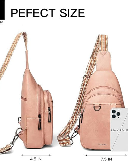 7L Sling Bag for Women Men Leather Small Sling Backpack Daypack Anti Theft Fanny Pack Crossbody Purse Travel